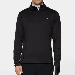 J.Lindeberg Aerial Quarter Zip Mid Layer Svart Black New