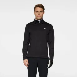 J.Lindeberg Aerial Quarter Zip Mid Layer Svart Black New