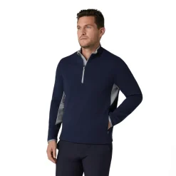 Callaway Blocked LS 1/4 Zip Pullover Blå Peacoat