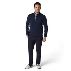 Callaway Blocked LS 1/4 Zip Pullover Blå Peacoat