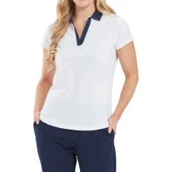 FootJoy Cap Sleeve Print Trim Lisle Vit White - Navy Sale