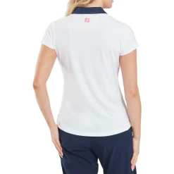 FootJoy Cap Sleeve Print Trim Lisle Vit White - Navy Sale