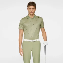 J.Lindeberg Club House Motif Polo Golf-Micro-Olive-S Online