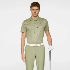J.Lindeberg Club House Motif Polo Golf-Micro-Olive-S Online