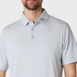 Callaway Emea Ss Ventilated Jacquard Polo Gray Dawn New