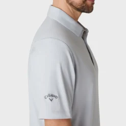 Callaway Emea Ss Ventilated Jacquard Polo Gray Dawn New