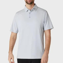 Callaway Emea Ss Ventilated Jacquard Polo Gray Dawn New