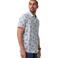 Travis Mathew Flourish Button Up Vit White New