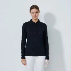 Daily Sports Graphic Jaquard Ls Poloshirt Svart Black Online