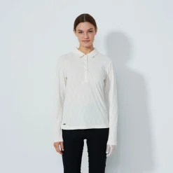Daily Sports Graphic Jaquard Ls Poloshirt Vit Ivory Sale
