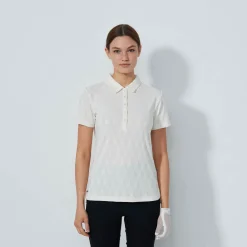 Daily Sports Graphic Jaquard Ss Poloshirt Vit Ivory