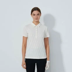 Daily Sports Graphic Jaquard Ss Poloshirt Vit Ivory