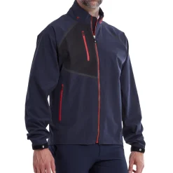 FootJoy Hydrotour Jacket Navy With Black And Bright Red Clearance