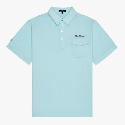 Malbon Golf JP Single Pocket Mercerized Polo Aqua Blue Hot