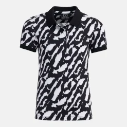 Bogeys & Birdies Jr Tech Hidden Button Pique AOP Svart Vit Black/White (Zebra) Best