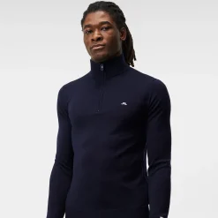 J.Lindeberg Kian Zipped Golf Sweater Blå JL Navy Clearance