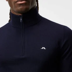 J.Lindeberg Kian Zipped Golf Sweater Blå JL Navy Clearance
