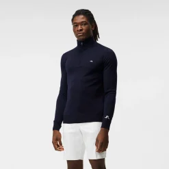 J.Lindeberg Kian Zipped Golf Sweater Blå JL Navy Clearance