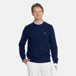 Lyle & Scott Lambswool Blend Crew Bright Navy (X929) Best