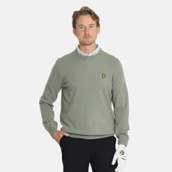 Lyle & Scott Lambswool Blend Crew Green Sage L (X932) New