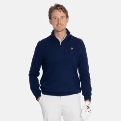 Lyle & Scott Lambswool Blend Quarter Zip Bright Navy (X929) Clearance