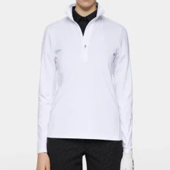 J.Lindeberg Lauryn Quarter Zip Mid Layer Vit White New