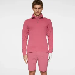 J.Lindeberg Leon Quarter Zip Mid Layer Rose-Wine Discount