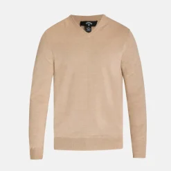Callaway Ls V-Neck Merino Beige Heather Discount