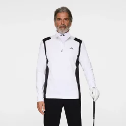 J.Lindeberg Lukas Quarter Zip Mid Layer Vit White New