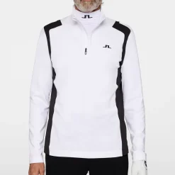 J.Lindeberg Lukas Quarter Zip Mid Layer Vit White New
