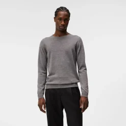 J.Lindeberg Lyle Merino Crew Neck Sweater Grey-Melange Hot