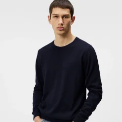 J.Lindeberg Lyle Merino Crew Neck Sweater Blå Navy Discount