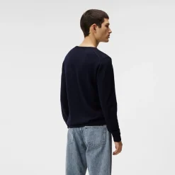 J.Lindeberg Lyle Merino Crew Neck Sweater Blå Navy Discount