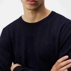 J.Lindeberg Lyle Merino Crew Neck Sweater Blå Navy Discount