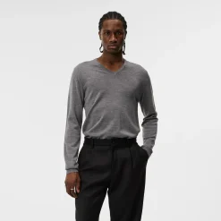 J.Lindeberg Lymann Merino V-Neck Sweater Grey-Melange Online