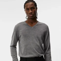J.Lindeberg Lymann Merino V-Neck Sweater Grey-Melange Online