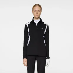 J.Lindeberg Mae Quarter Zip Mid Layer Svart Black Sale
