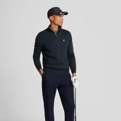 Lyle & Scott Merino Blend Quarter Zip Blå Dark Navy (Z271) Sale