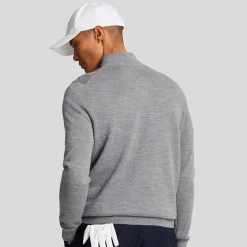 Lyle & Scott Merino Blend Quarter Zip Grå Mid Grey (T28) Sale
