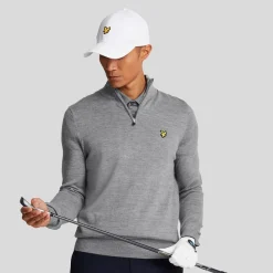 Lyle & Scott Merino Blend Quarter Zip Grå Mid Grey (T28) Sale