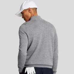 Lyle & Scott Merino Blend Quarter Zip Grå Mid Grey (T28) Sale