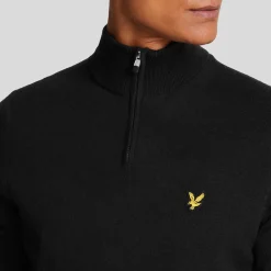 Lyle & Scott Merino Blend Quarter Zip Svart Jet Black (Z865) Discount