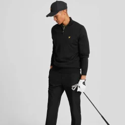 Lyle & Scott Merino Blend Quarter Zip Svart Jet Black (Z865) Discount