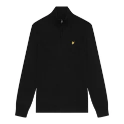 Lyle & Scott Merino Blend Quarter Zip Svart Jet Black (Z865) Discount
