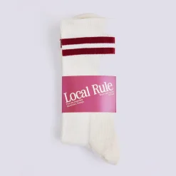 Local Rule Merino Socks Brick Red Stripe Clearance