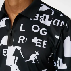 J.Lindeberg Miro Print Polo JL x Kangol JL Kangol Black White M Best