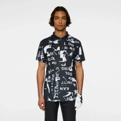 J.Lindeberg Miro Print Polo JL x Kangol JL Kangol Black White M Best