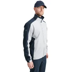 Abacus M Links Stretch Rainjacket Grå 373-Navy-Lt.Grey Discount