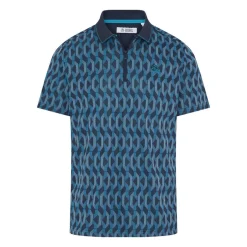 Original Penguin OP All Over Jacquard Colour Block Polo Black-Iris New