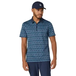 Original Penguin OP All Over Jacquard Colour Block Polo Black-Iris New